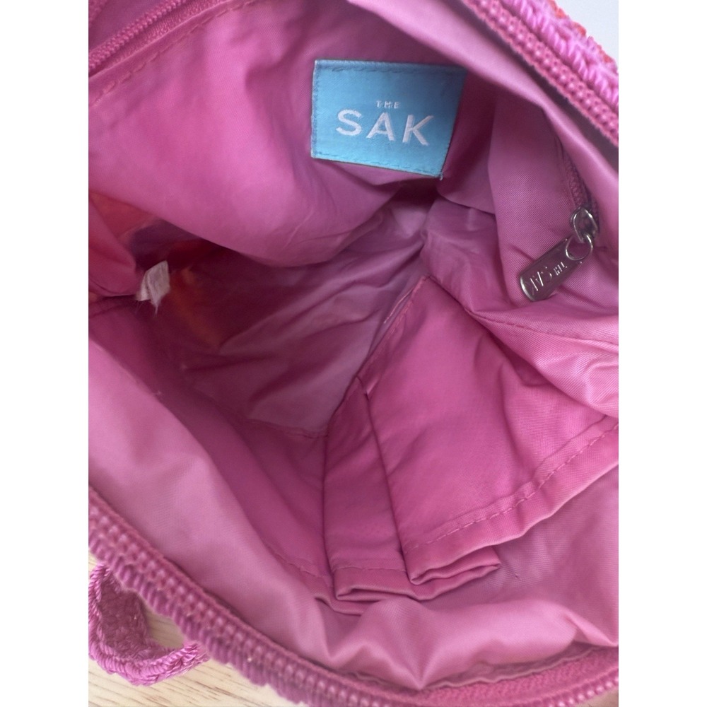The SAK Original Pink Multicolor Striped Zippered Crochet Handbag Crossbody #50 - Picture 6 of 11